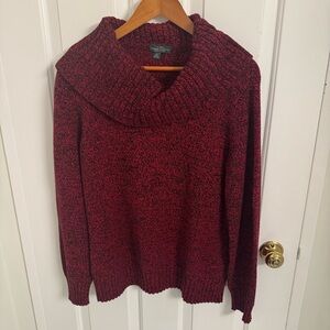 Ralph Lauren Red & Black knit 🧶 Cowl Neck Sweater Large L 27 inch P2P 22 inches